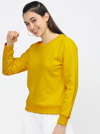 Yellow Plain Sweat Shirt for Women