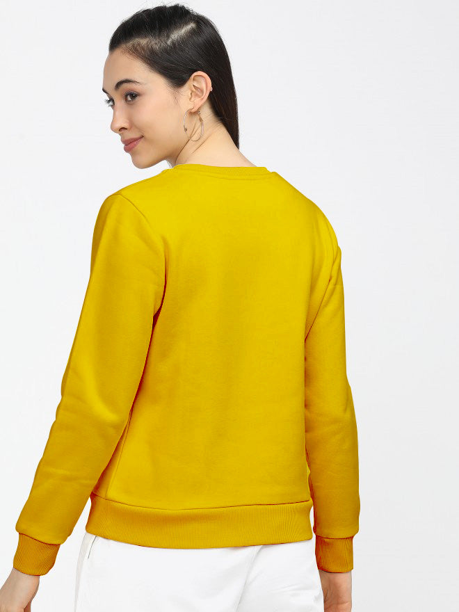 Yellow Plain Sweat Shirt for Women