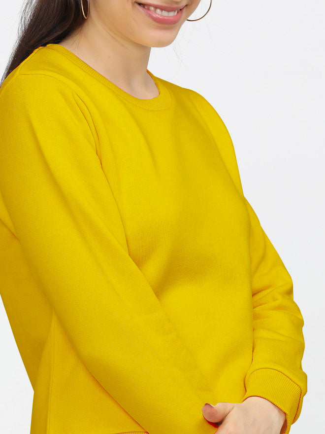 Yellow Plain Sweat Shirt for Women