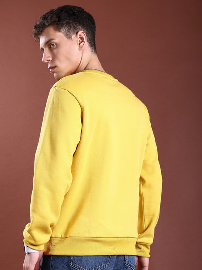 Yellow Woolen Solid Sweatshirt