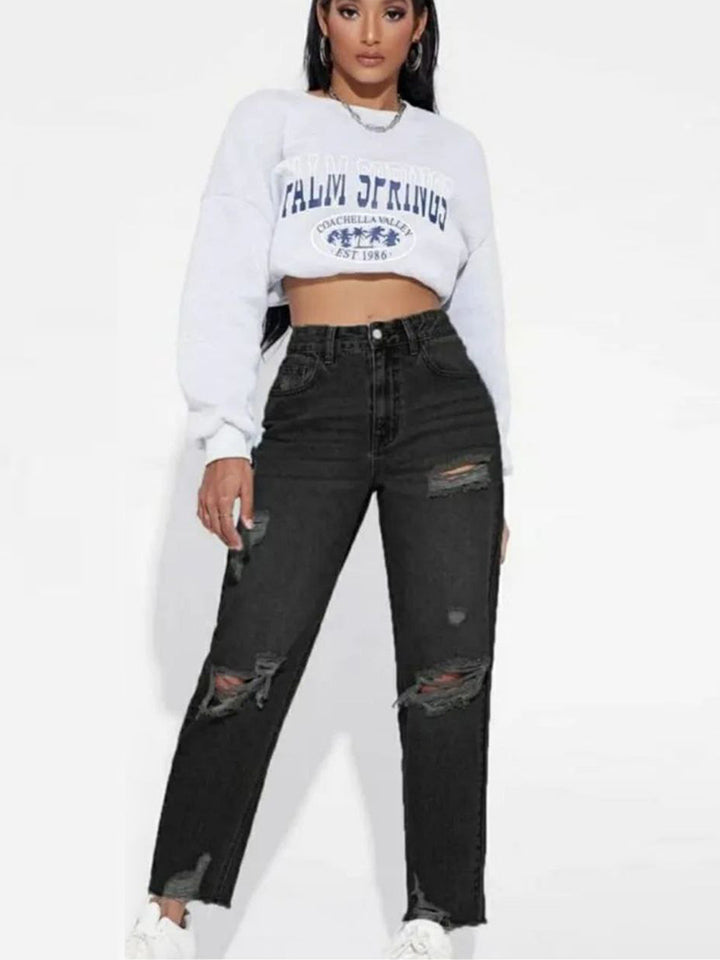 Denim Badal Wash Mom Fit Funky Jeans