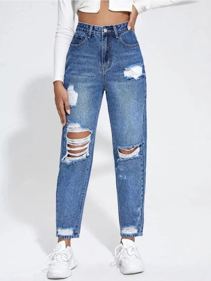 Denim Badal Wash Mom Fit Funky Jeans