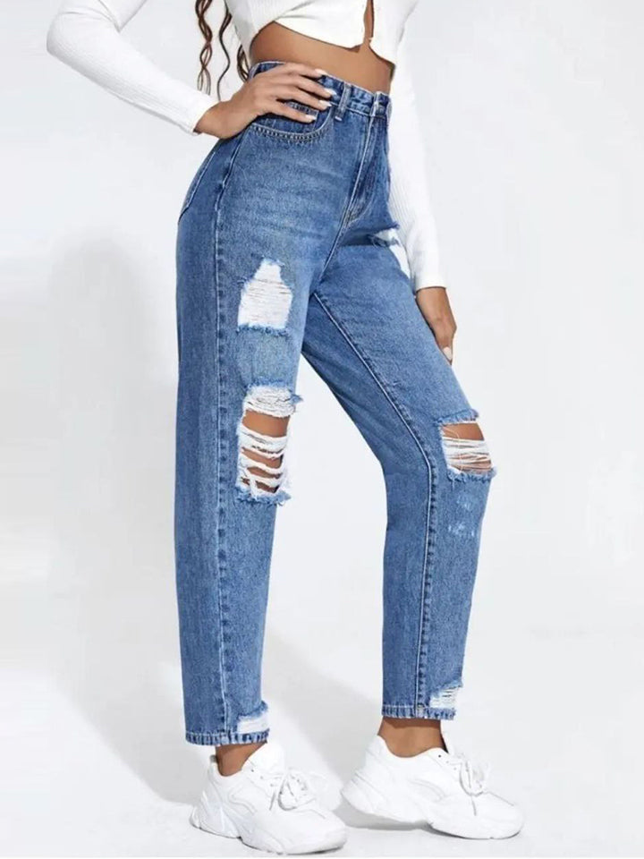 Denim Badal Wash Mom Fit Funky Jeans