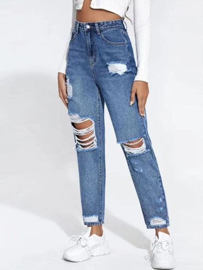 Denim Badal Wash Mom Fit Funky Jeans