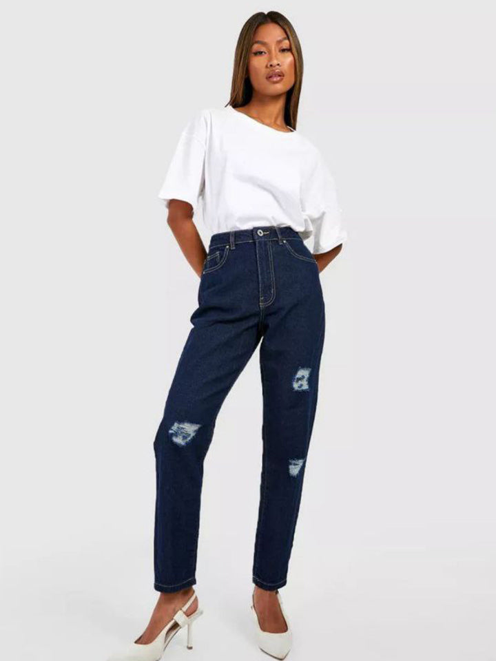 Women Denim Mom Fit Funky Jeans