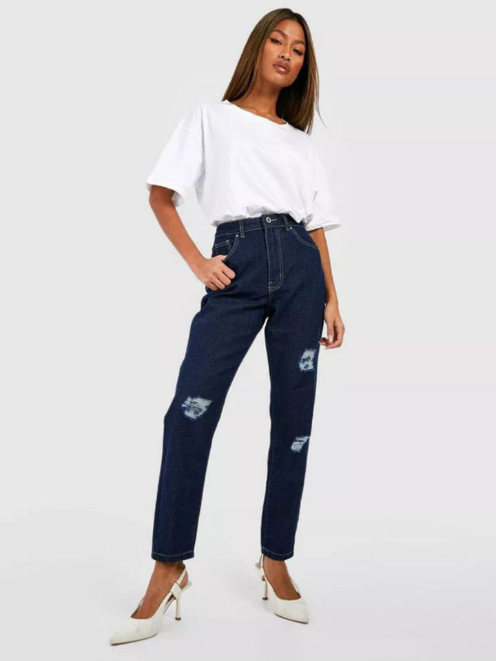 Women Denim Mom Fit Funky Jeans