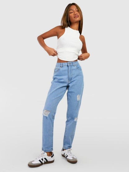 Women Denim Mom Fit Funky Jeans