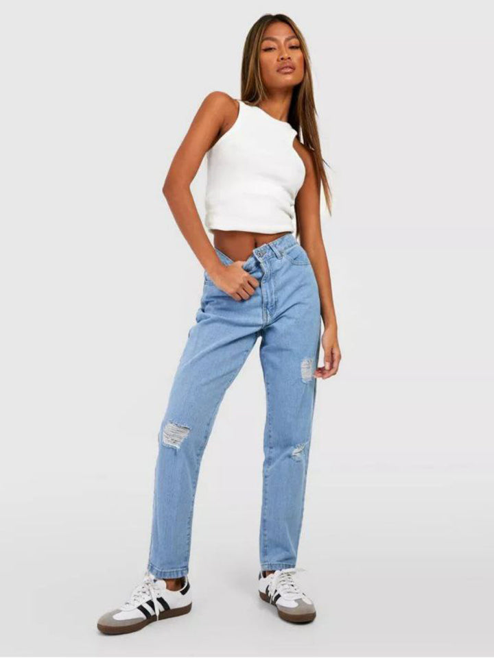 Women Denim Mom Fit Funky Jeans