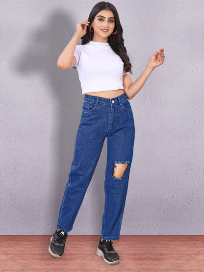 Women Denim Mom Fit Funky Jeans