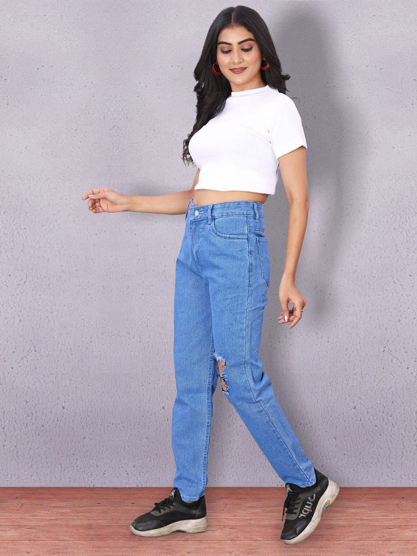 Women Denim Mom Fit Funky Jeans