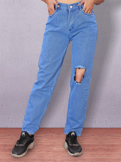 Women Denim Mom Fit Funky Jeans