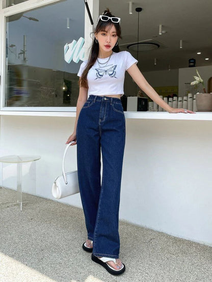 Dark Blue Denim Loose Fit Jeans