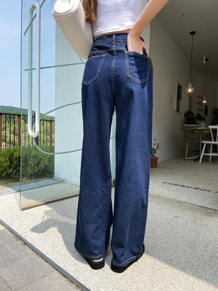 Dark Blue Denim Loose Fit Jeans