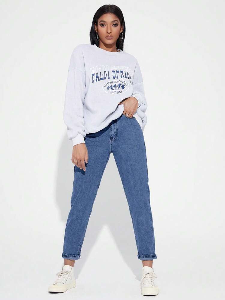 Stone Blue Denim Mom Fit Jeans