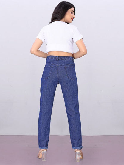 Dark Blue Denim Mom Fit Funky Jeans