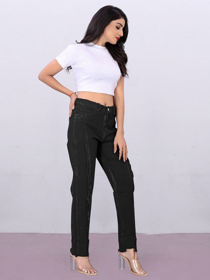 Black Denim Mom Fit Funky Jeans