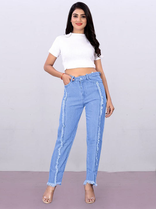 Light Blue Denim Mom Fit Funky Jeans