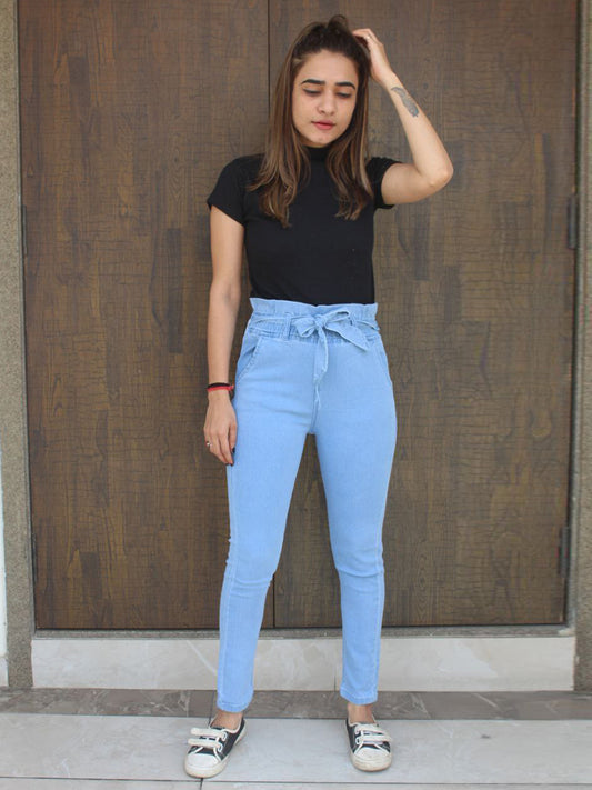 Light Blue Denim Stretchable Raffle Jeans