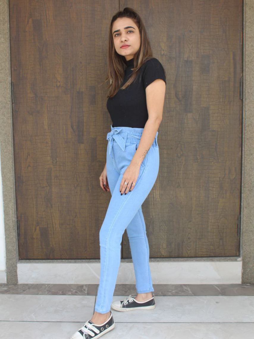 Light Blue Denim Stretchable Raffle Jeans