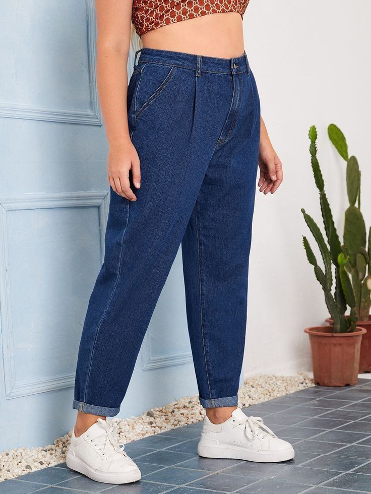 Dark Blue Denim Mom Fit Jeans