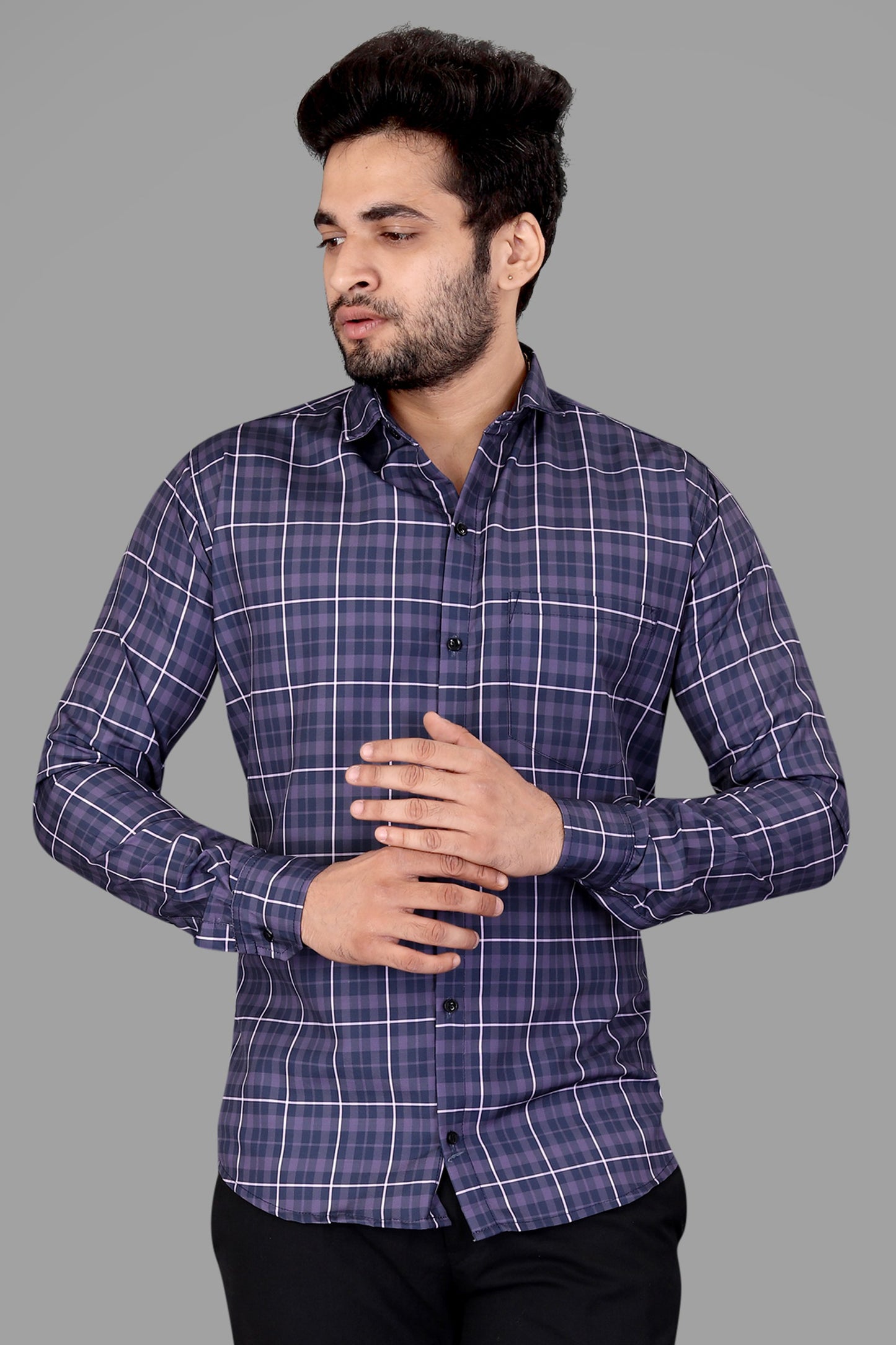 Multi Color Cotton Blend Checks Print Casual Shirt