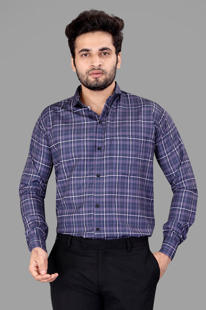 Multi Color Cotton Blend Checks Print Casual Shirt