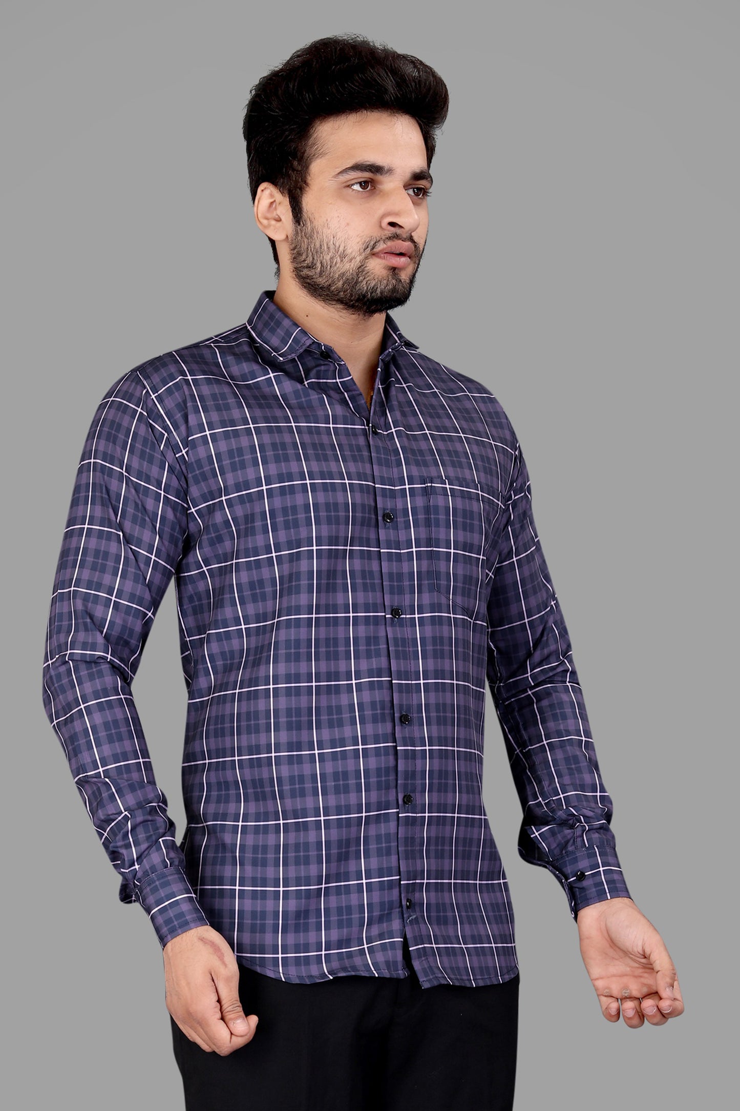 Multi Color Cotton Blend Checks Print Casual Shirt