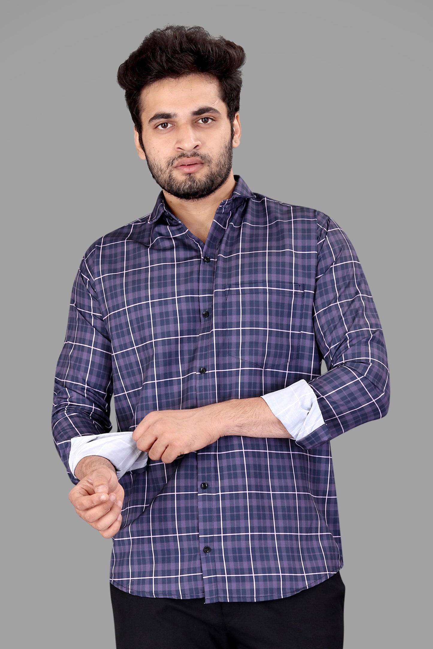 Multi Color Cotton Blend Checks Print Casual Shirt