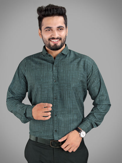 Dark Green Cotton Blend Digital Printed Casual Shirt