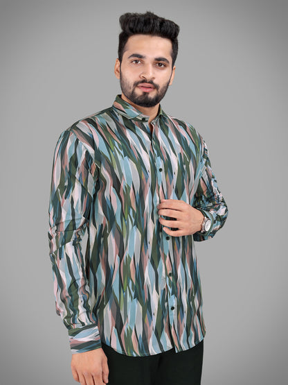 Multi Colour Cotton Blend Digital Printed Casual Shirt