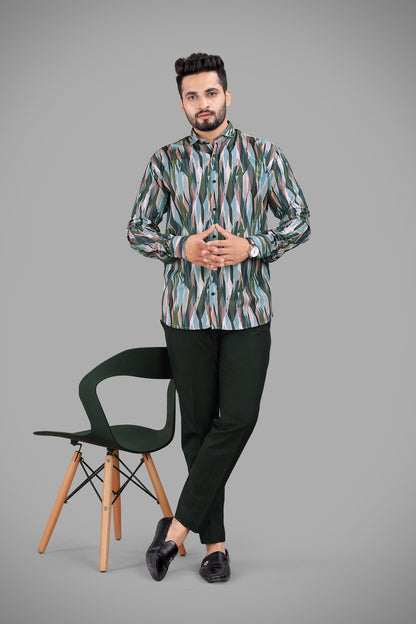 Multi Colour Cotton Blend Digital Printed Casual Shirt