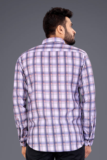 Purple Cotton Blend Checks Casual Shirt