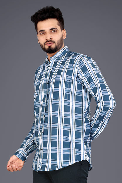 Multicolor Cotton Blend Checks Casual Shirt