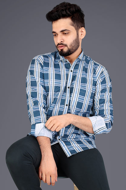 Multicolor Cotton Blend Checks Casual Shirt