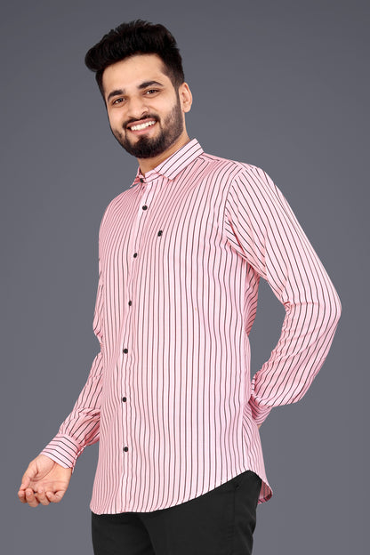 Peach Cotton Blend Lining Print Causal Shirt