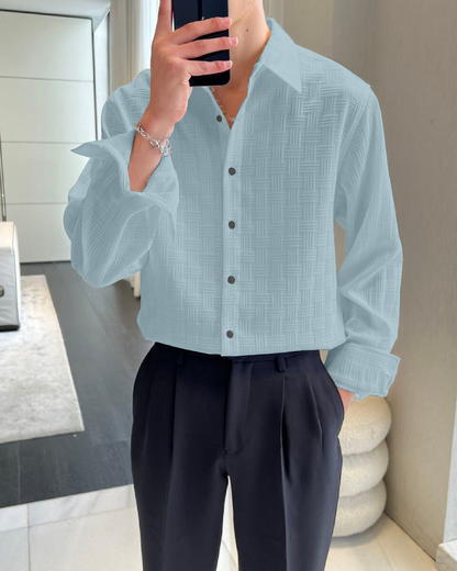 Pacific Blue Textured Regular Fit Shirt