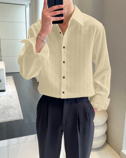 Dark Ivory Textured Regular Fit Shirt