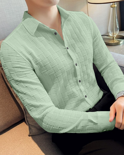 Snazzy pistachio Textured Regular Fit Shirt