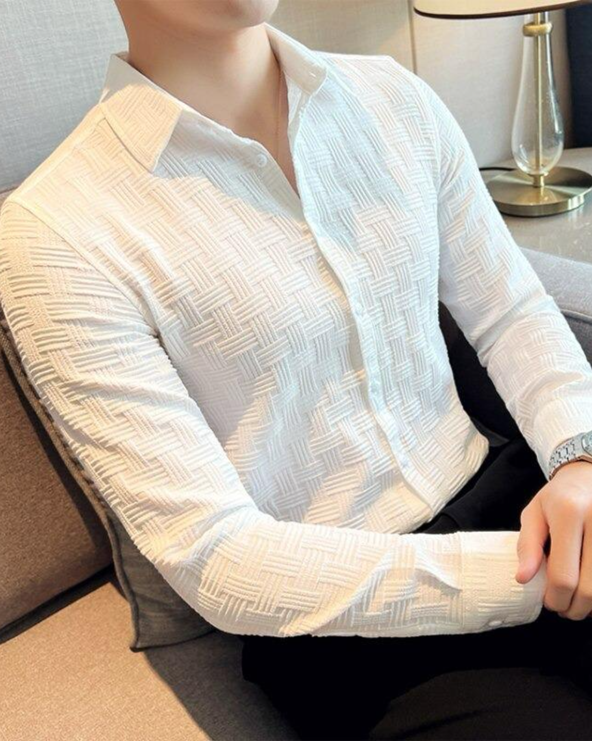 Marvellous White Textured Regular Fit Shirt