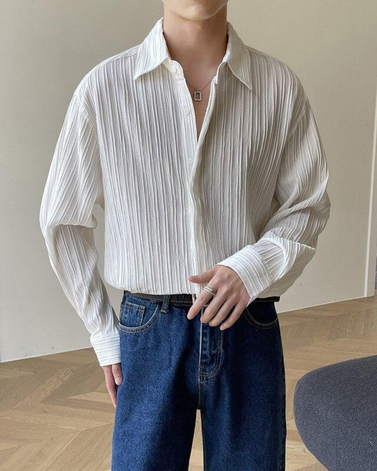 Admirable White Regular Fit Seersucker Shirt