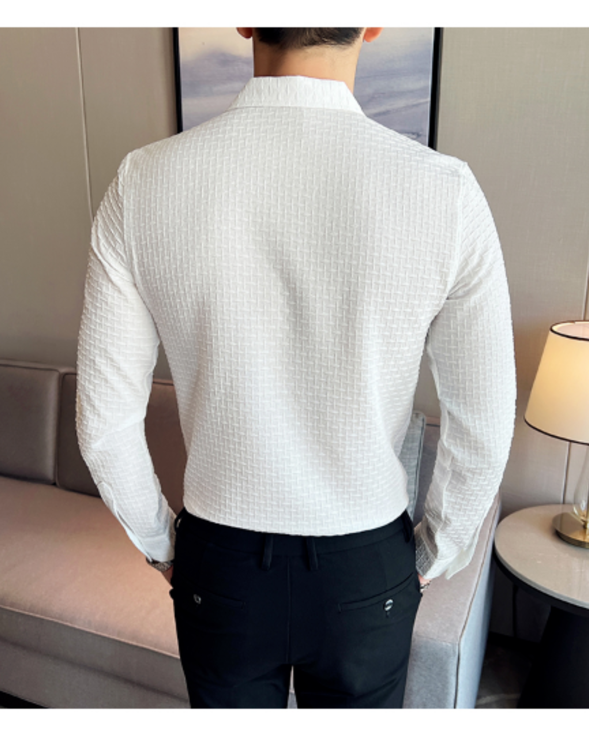 White Check Textured Premium Shirt