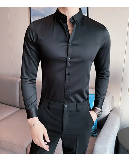 Mens Solid Black Formal Shirt