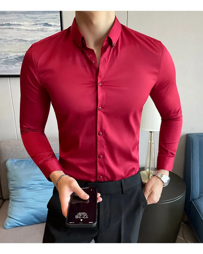 Mens Solid Maroon Formal Shirt