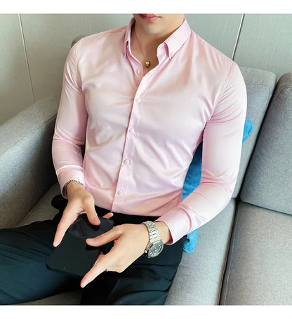 Mens Solid Light pink Formal Shirt