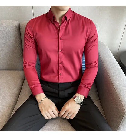 Mens Solid Maroon Formal Shirt