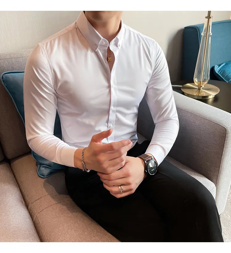 Mens Solid White Formal Shirt