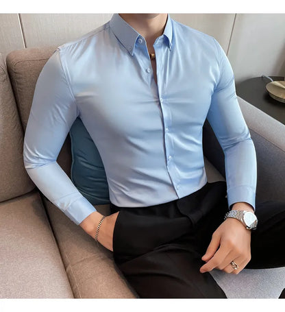 Mens Solid Pastel Blue Formal Shirt