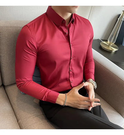 Mens Solid Maroon Formal Shirt