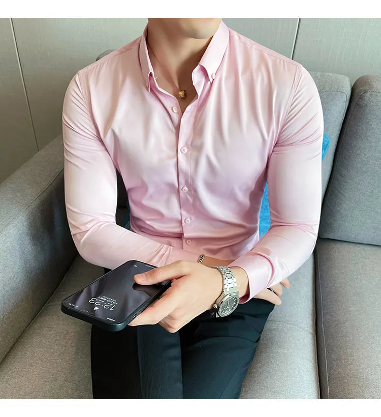 Mens Solid Light pink Formal Shirt