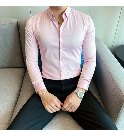 Mens Solid Light pink Formal Shirt